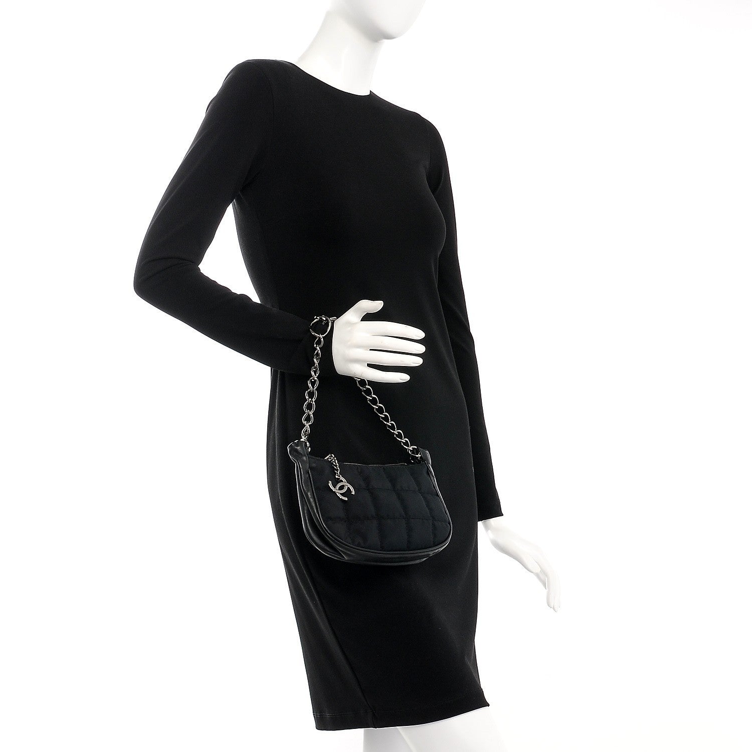 Chanel Nylon Quilted Pochette Black 2 of 8