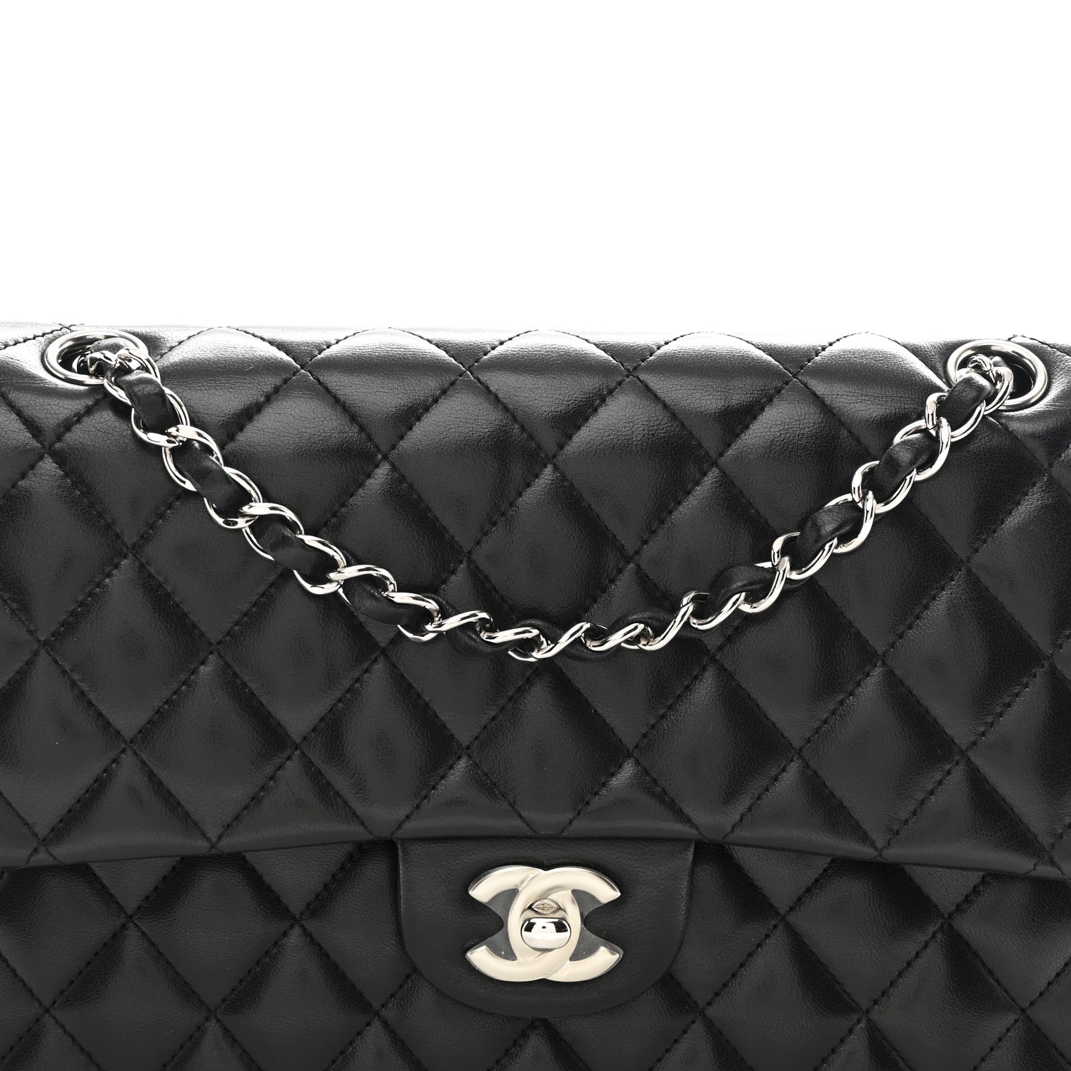 Chanel Lambskin Quilted Medium Double Flap Black 8 of 10