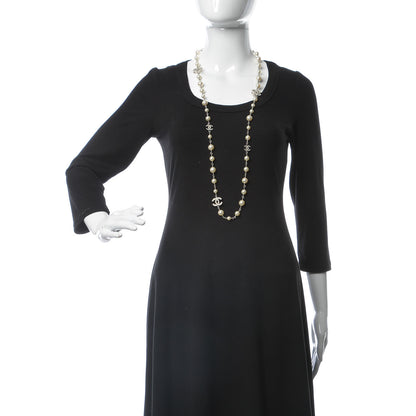 Chanel Crystal Pearl CC Long Necklace Silver 2 of 6