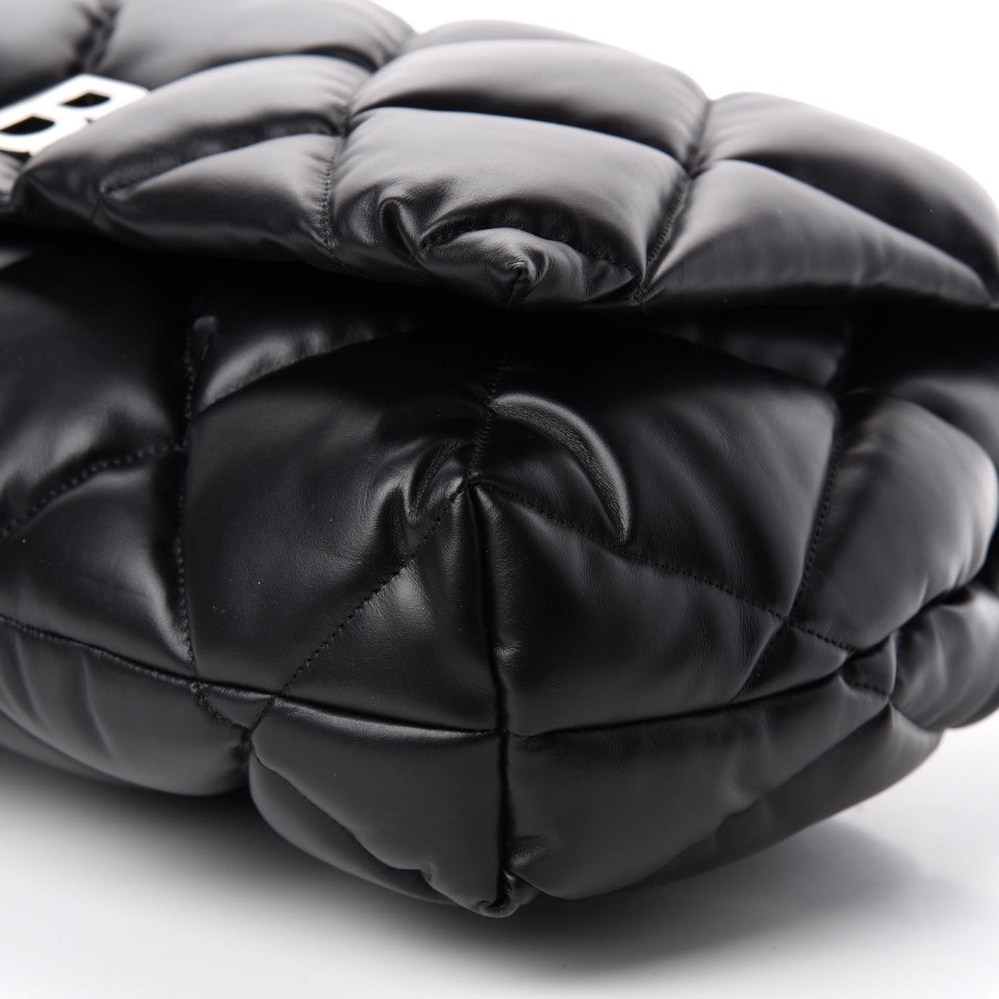 Nappa Calfskin Quilted Large Touch Shoulder Bag Black