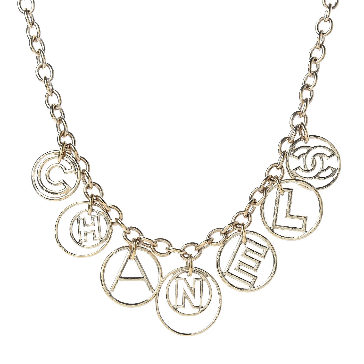 Chanel Metal Hoop Cuba Logo Necklace Gold 1 of 4