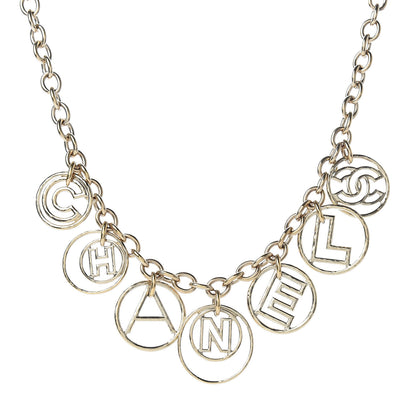 Chanel Metal Hoop Cuba Logo Necklace Gold 1 of 4