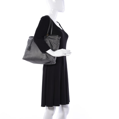 Prada Tessuto Nylon Soft Calf Shopping Tote Ardesia 2 of 8