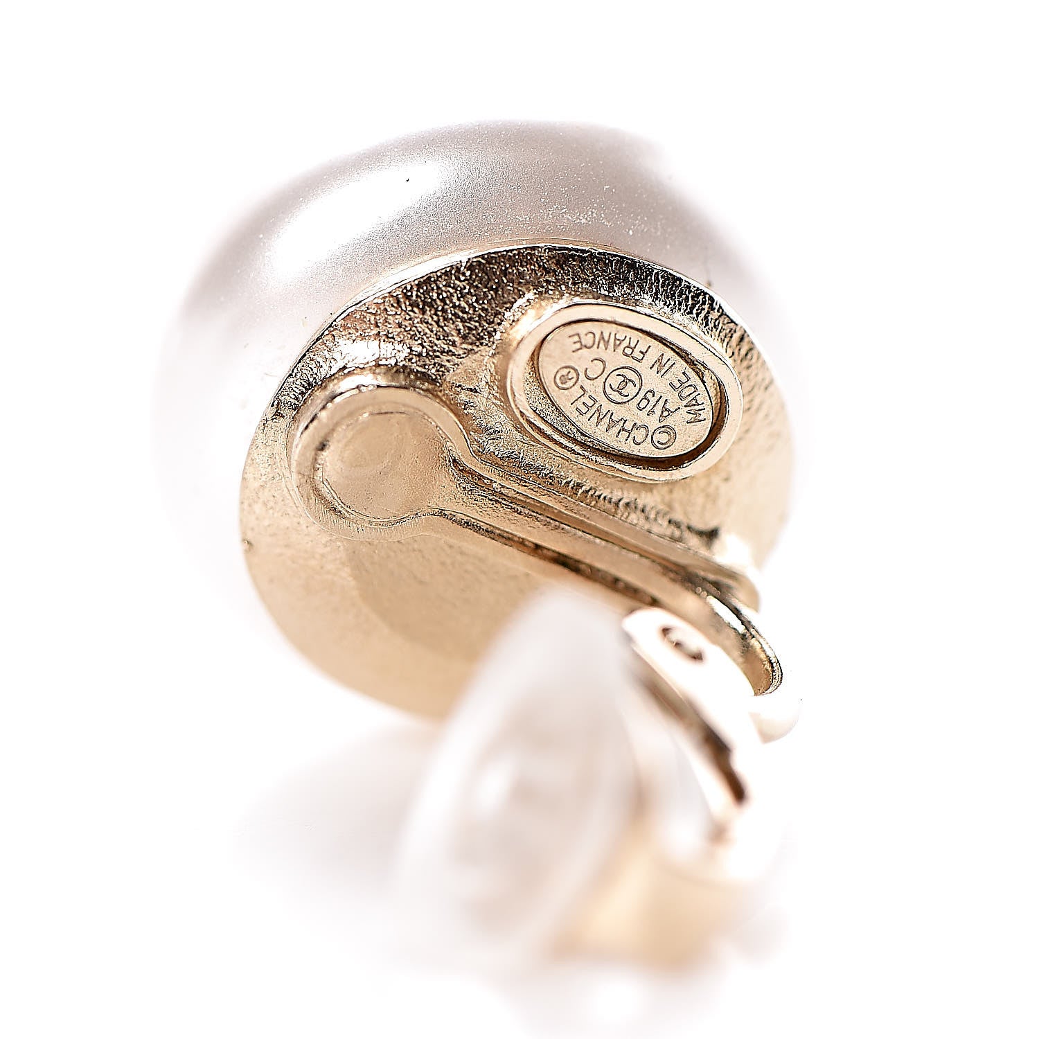 Chanel Pearl Crystal CC La Pausa Clip On Earrings Gold 4 of 4