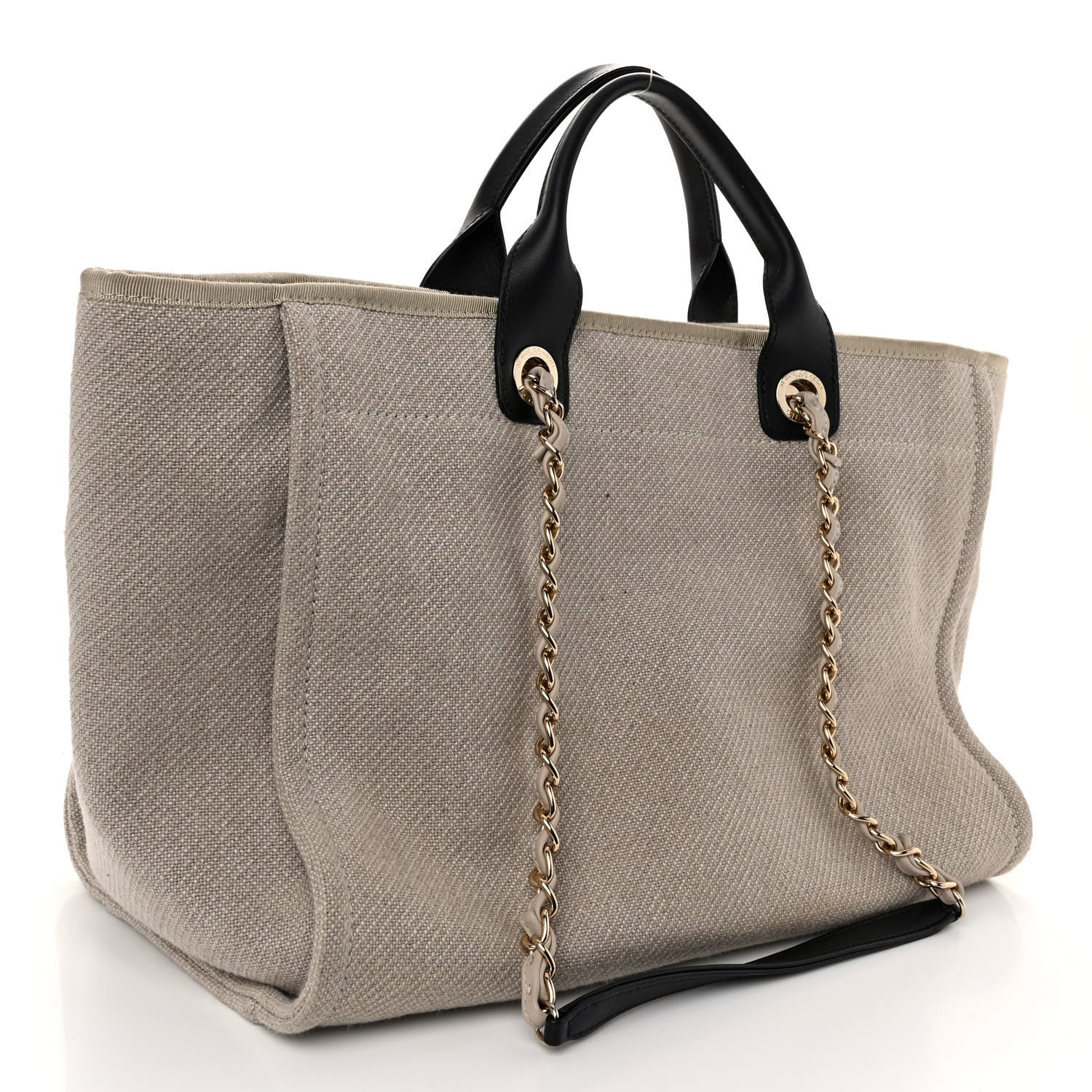 Chanel Mixed Fibers Medium Deauville Tote Beige Black 3 of 10