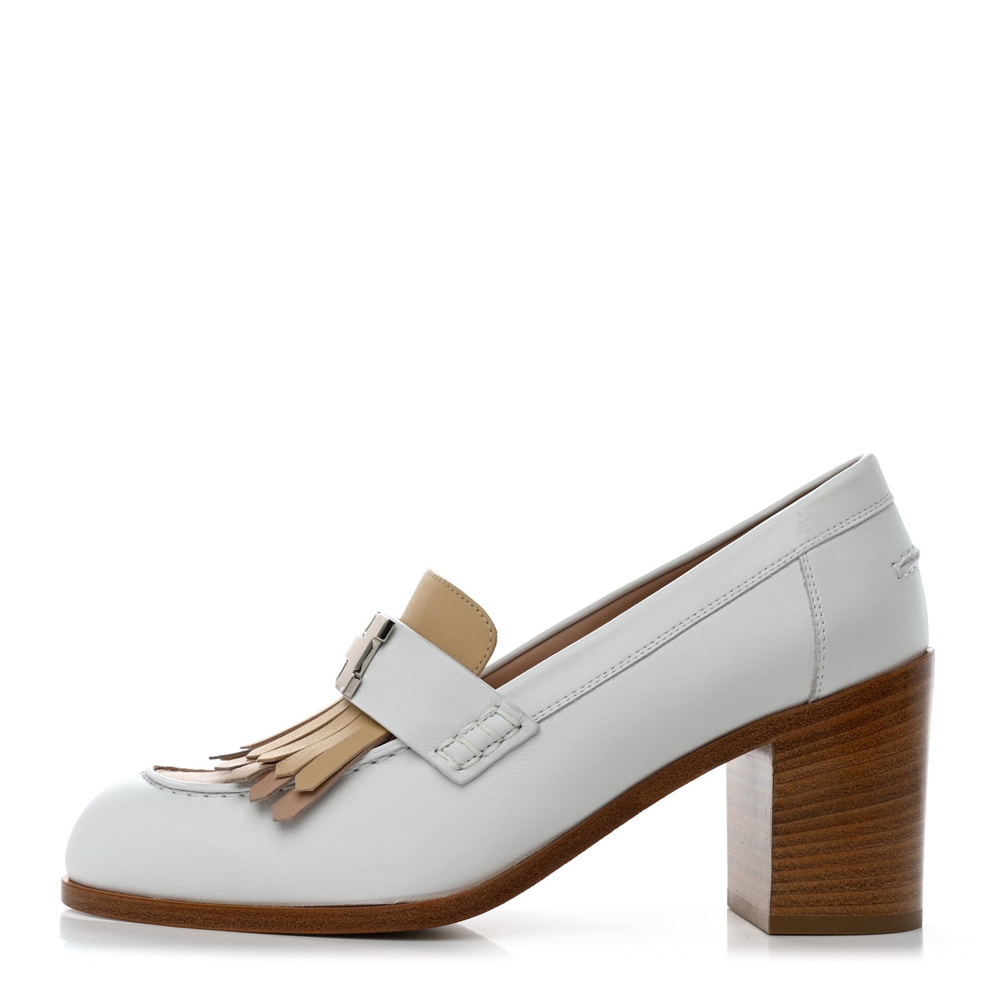 Calfskin Womens Elysee 70 Moccasin Loafer Pumps 37 White