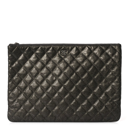 Chanel Iridescent Caviar Quilted Large Cosmetic Case Dark Grey 1 of 9