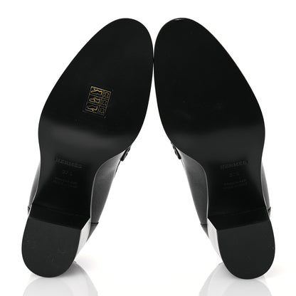 Hermes Goatskin Womens Dauphine 70 Moccasin Loafers 37.5 Black 6 of 11