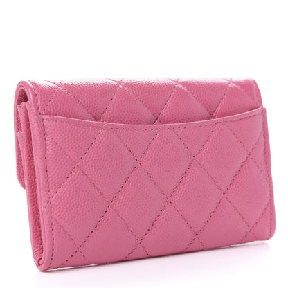 Chanel Caviar Quilted Flap Card Holder Wallet Pink 3 of 9