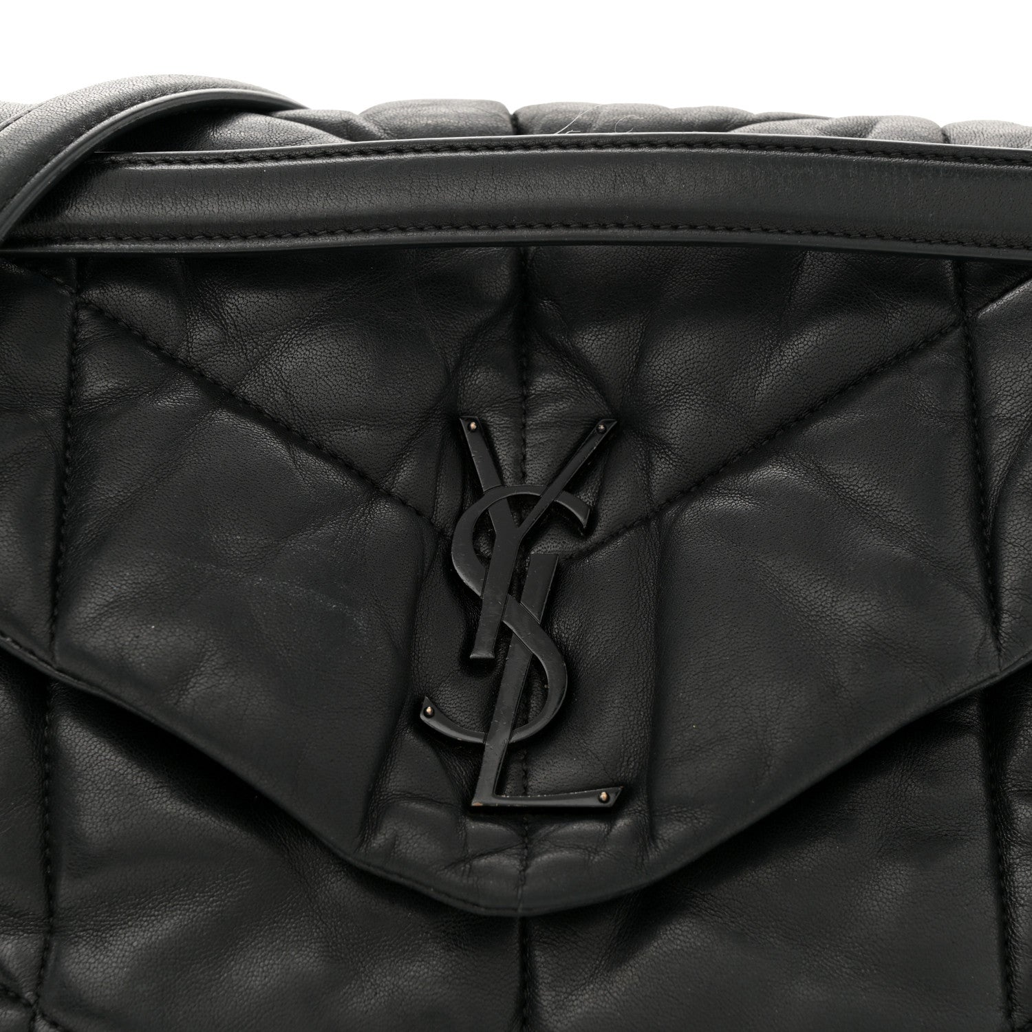 Saint Laurent Lambskin Quilted Monogram Monochrome Medium Loulou Puffer Chain Satchel Black 8 of 11