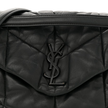 Saint Laurent Lambskin Quilted Monogram Monochrome Medium Loulou Puffer Chain Satchel Black 8 of 11