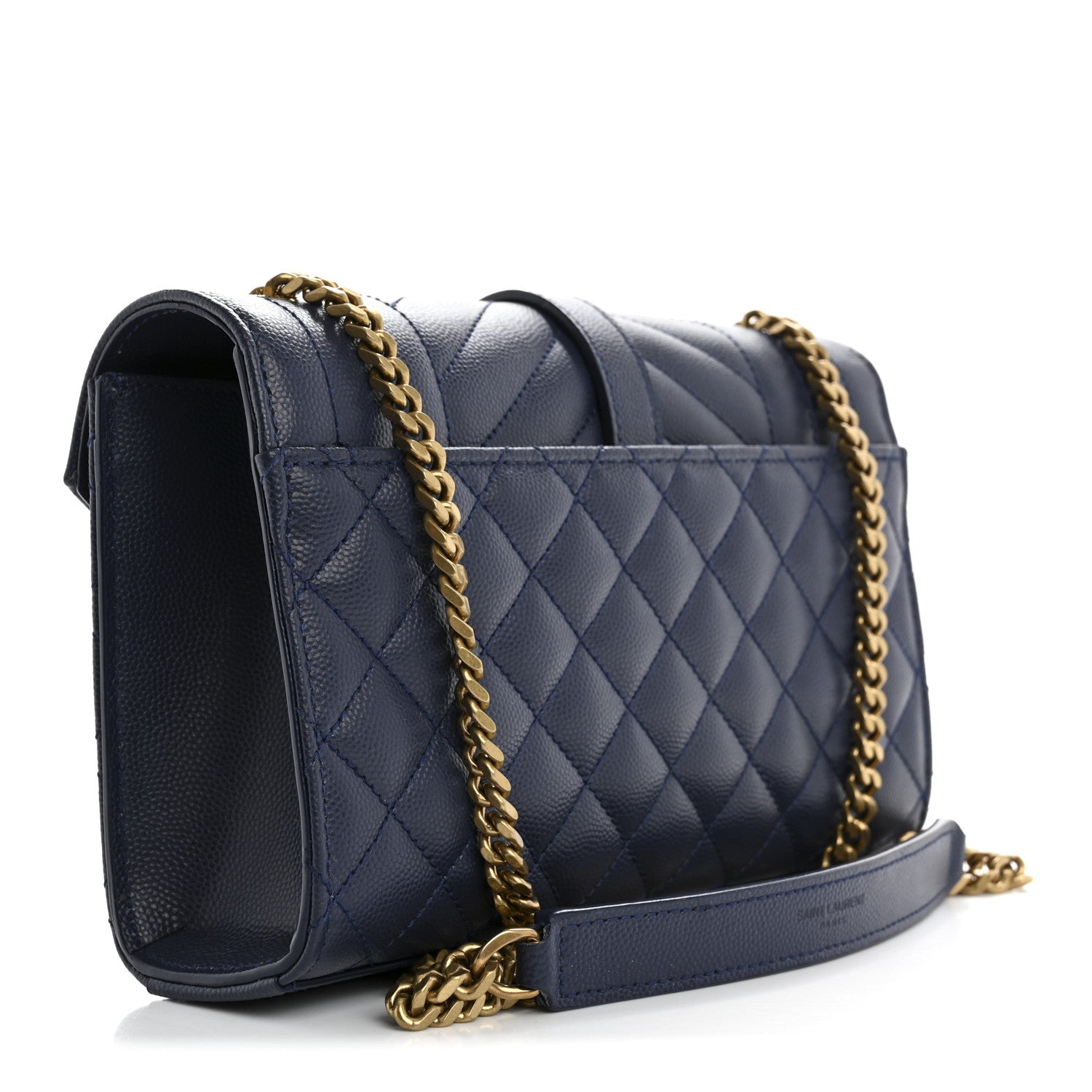 Saint Laurent Grain De Poudre Textured Mixed Matelasse Triquilt Small Monogram Satchel Blue Charron 3 of 12