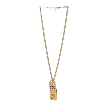 Chanel ID Dog Tag Charm Necklace Gold 3 of 4