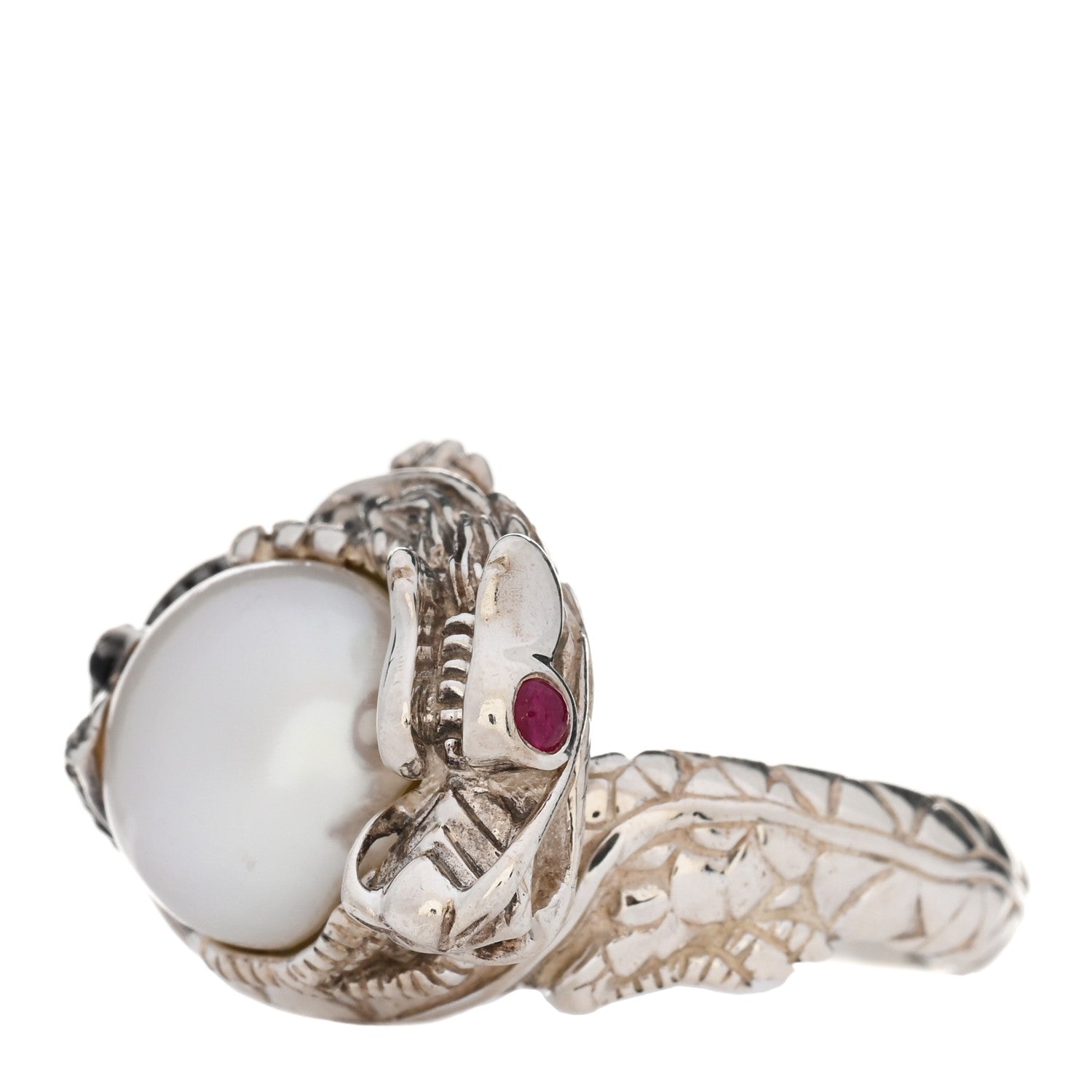 John Hardy Sterling Silver Ruby Black Sapphire Pearl Legends Naga Small Dragon Ring 52 6 1 of 4
