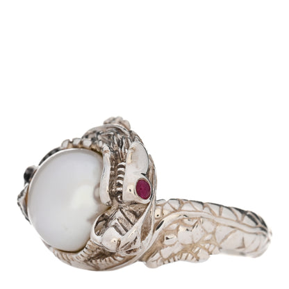 John Hardy Sterling Silver Ruby Black Sapphire Pearl Legends Naga Small Dragon Ring 52 6 1 of 4