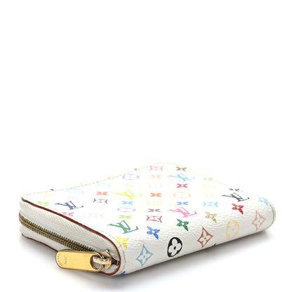 Louis Vuitton Monogram Multicolor Zippy Coin Purse Wallet White Litchi 4 of 7