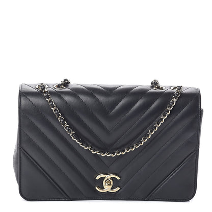 Chanel Calfskin Chevron Quilted Statement Flap Black 1 of 11