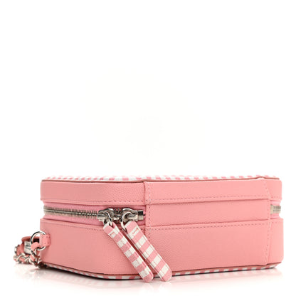 Chanel Caviar Quilted Striped Small CC Filigree Vanity Case Pink White 4 of 10