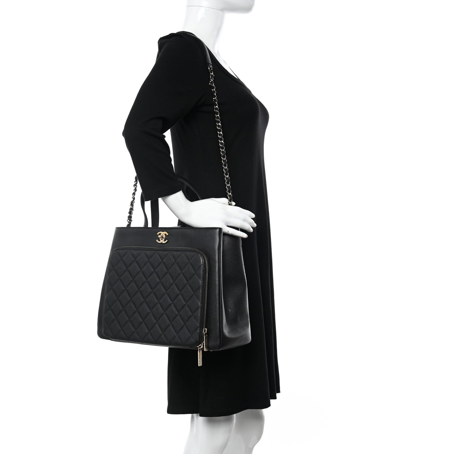 Chanel Caviar Quilted Large Business Affinity Shopping Bag Black 3 of 13
