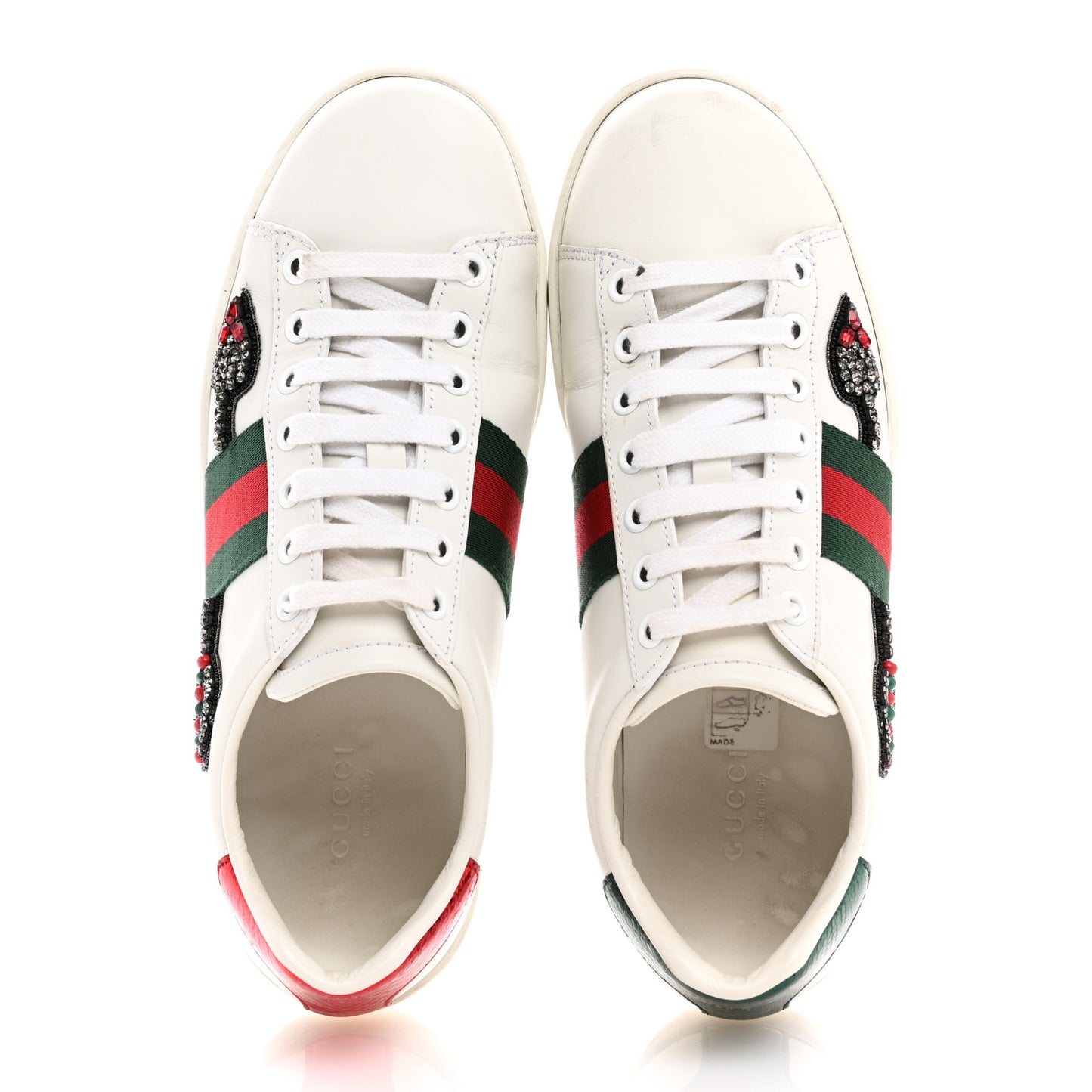 Calfskin Web Studded Womens Arrow Ace Sneakers 36.5 White