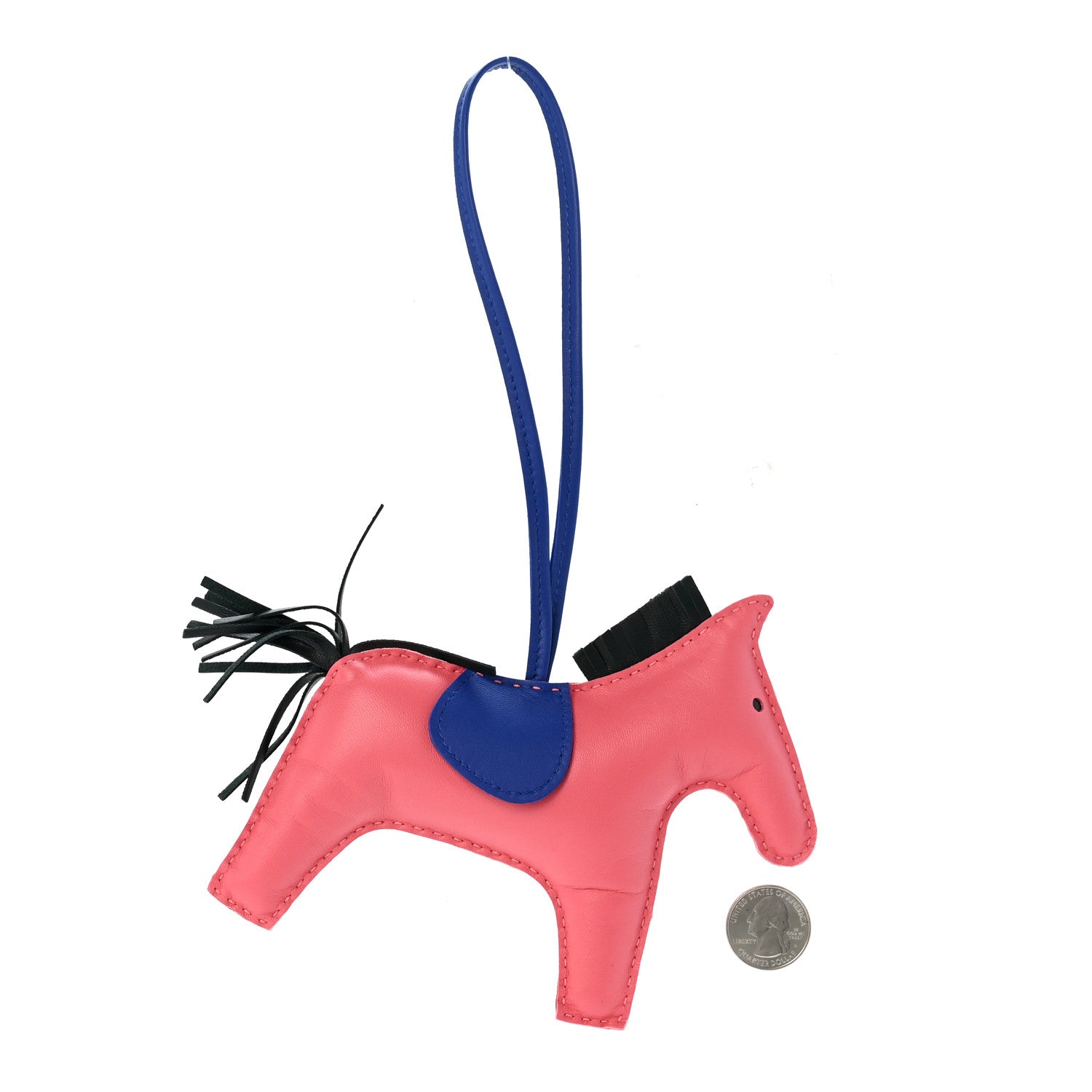 Hermes Milo Lambskin Grigri Rodeo Horse Bag Charm GM Rose Azalee Bleu Electrique Vert Cypress 2 of 4