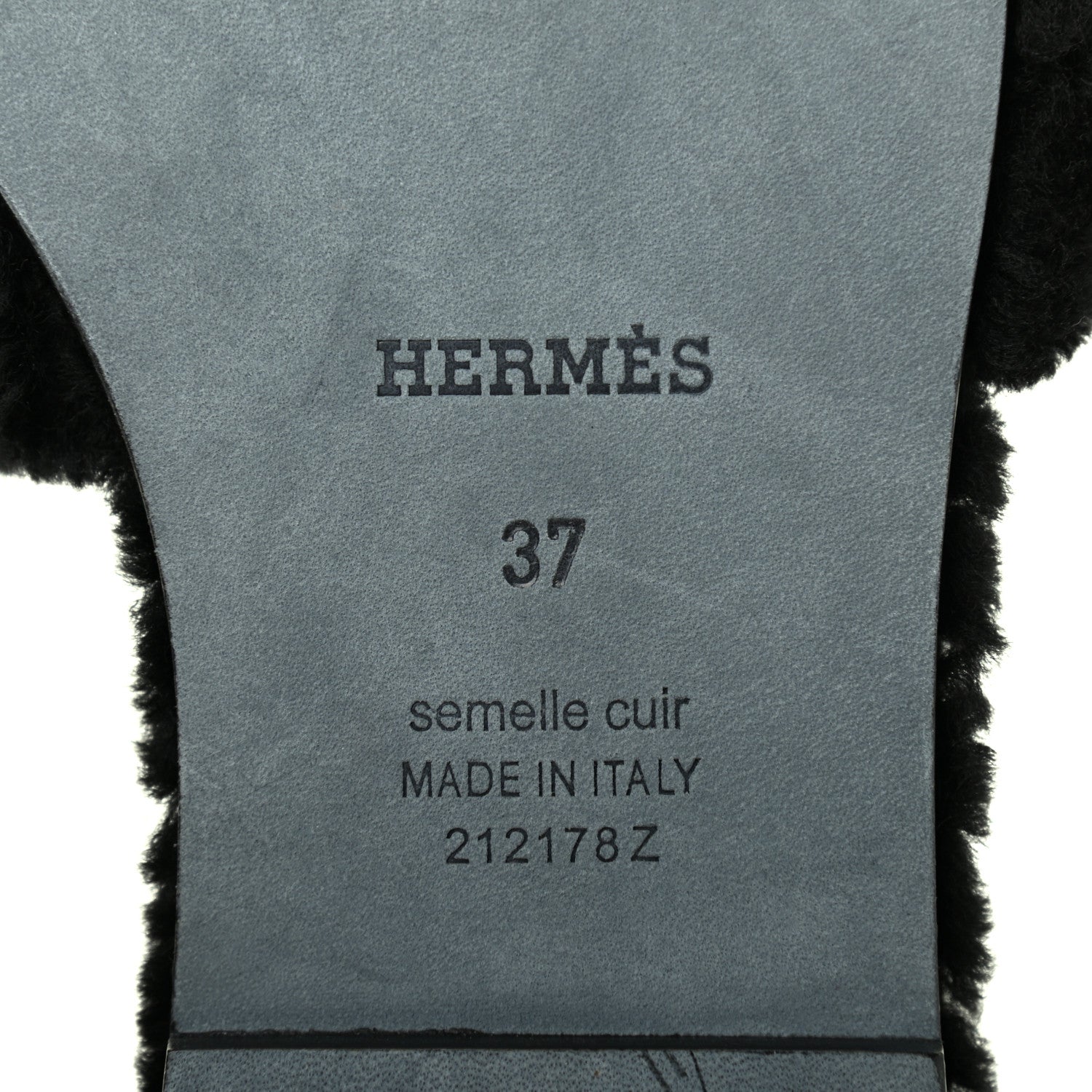 Hermes Woolskin Oran Sandals 37 Black 6 of 10