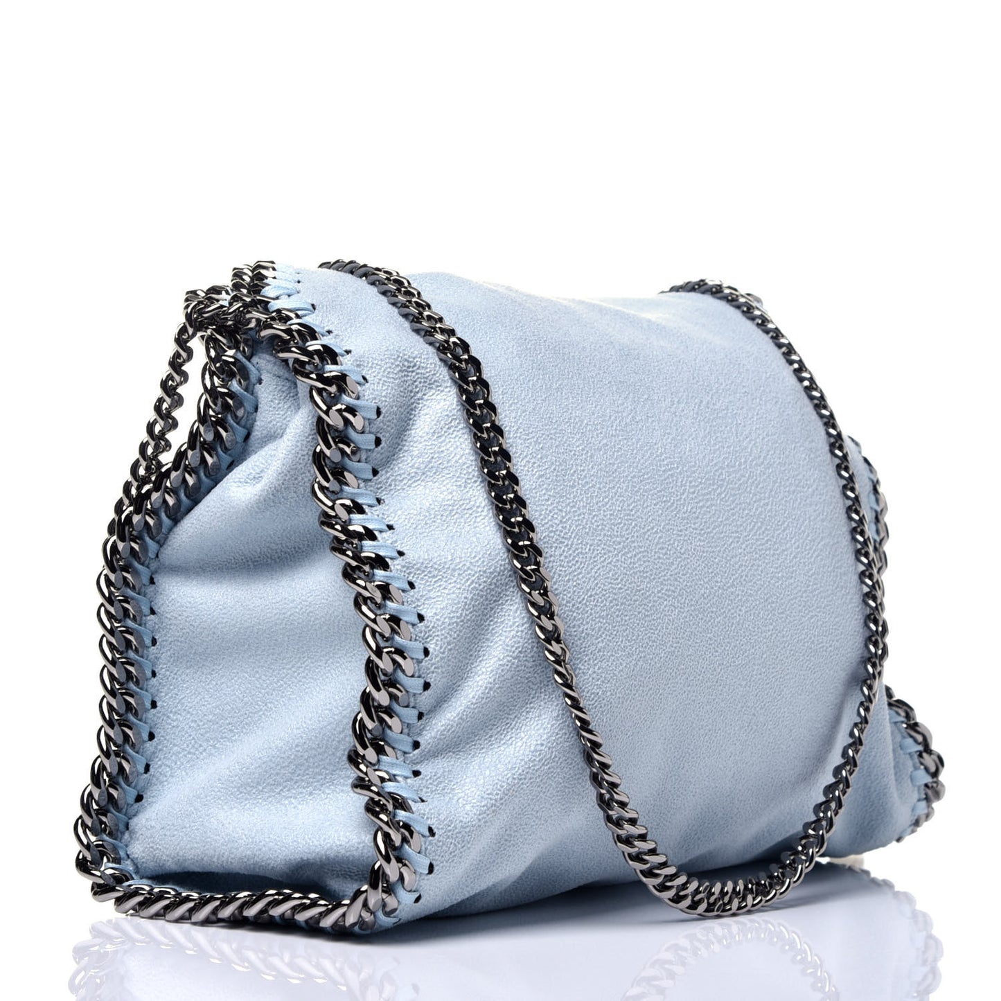 Shaggy Deer Mini Falabella Fold Over Tote Light Blue
