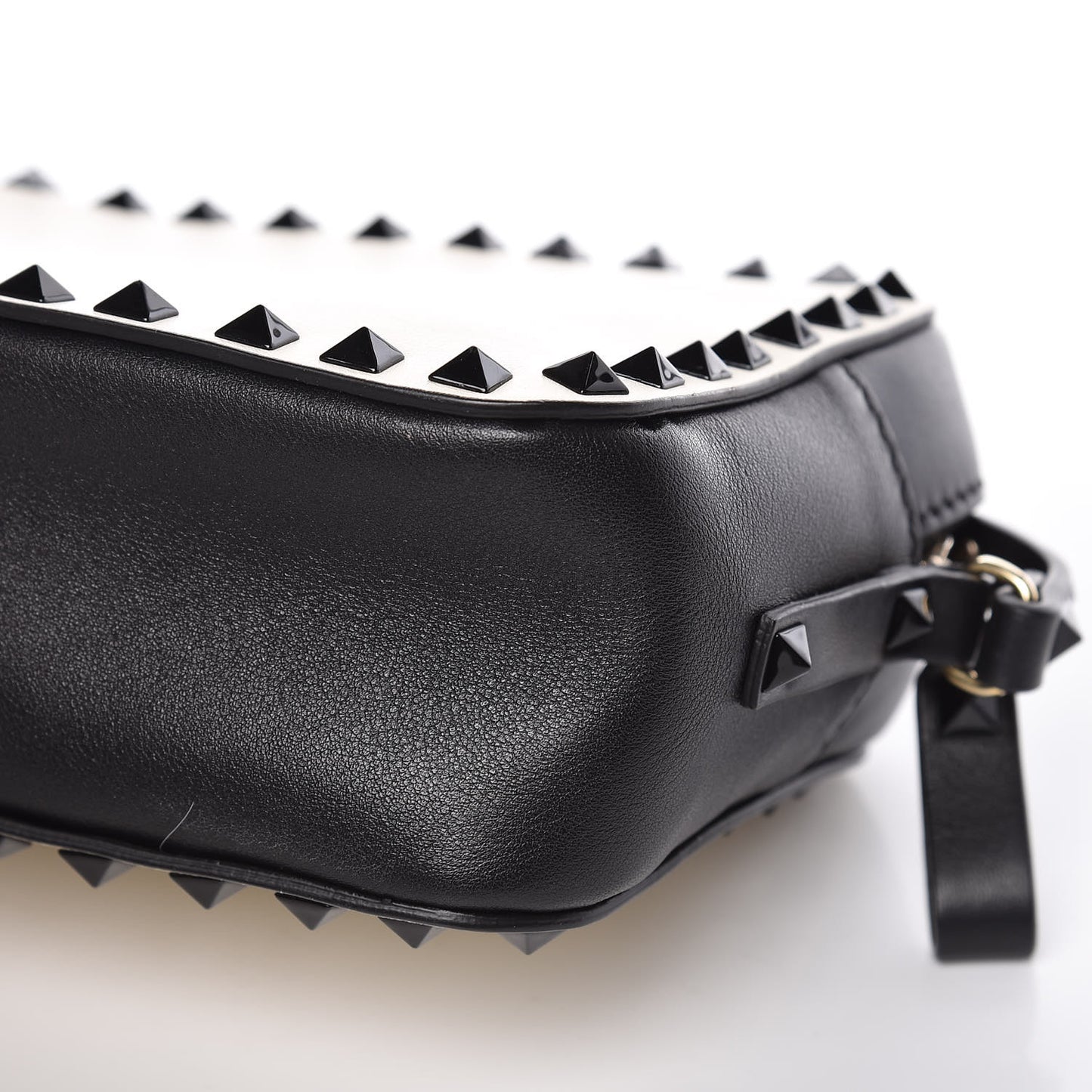 Calfskin Rockstud Camera Crossbody Bag Ivory Black