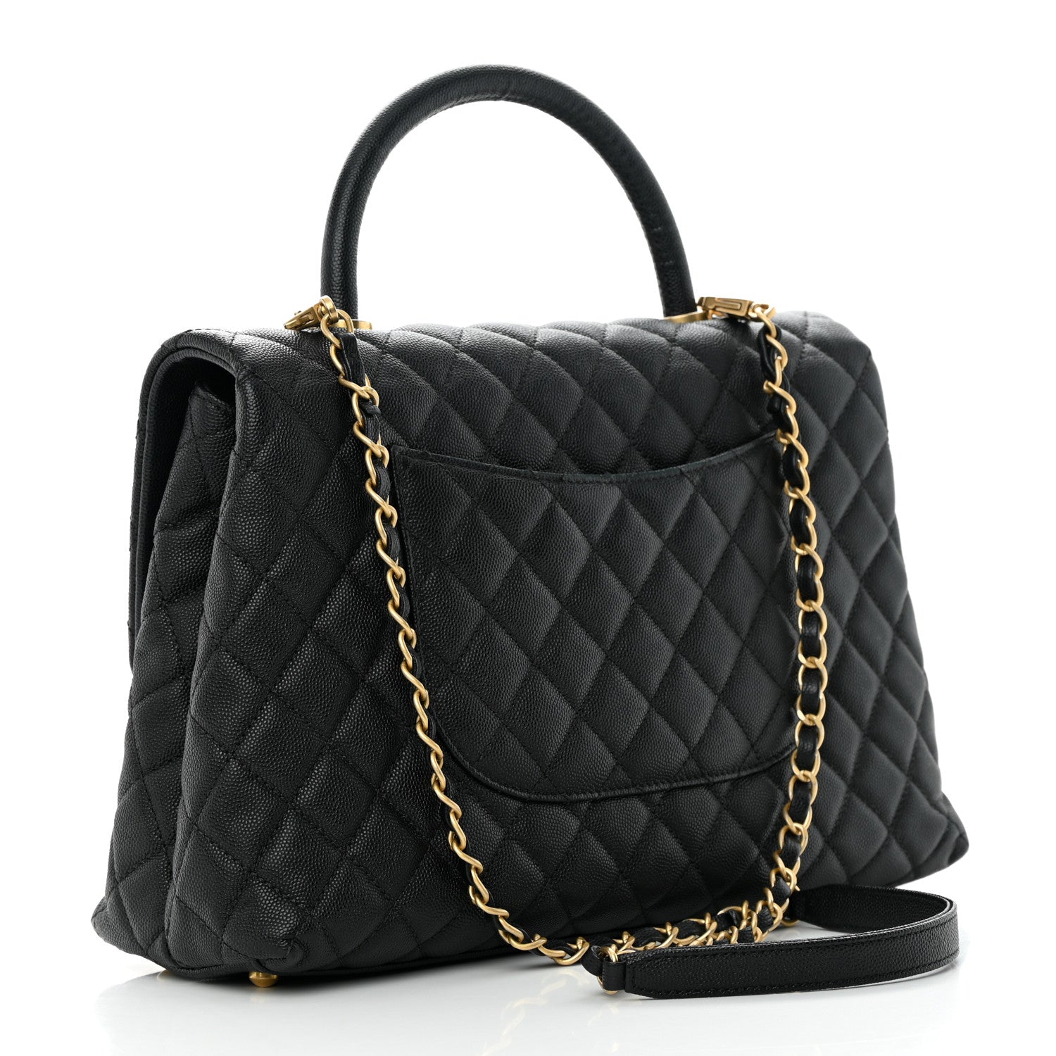 Chanel Caviar Quilted Medium Coco Handle Flap Black 3 of 12
