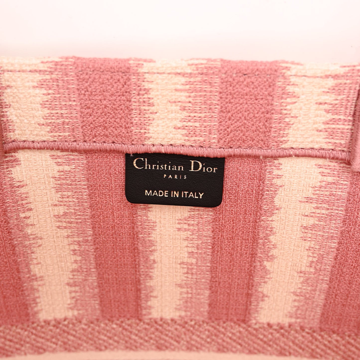 Canvas Embroidered Large Striped Book Tote Pink