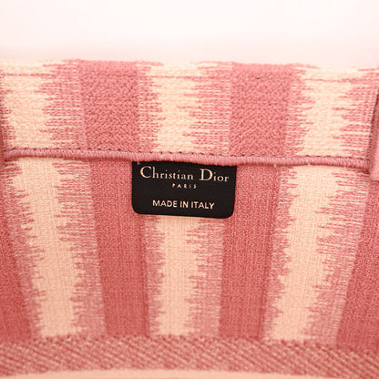 Christian Dior Canvas Embroidered Large Striped Book Tote Pink 6 of 9