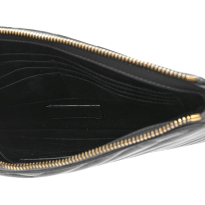 Saint Laurent Calfskin Matelasse Chevron Monogram A5 Wristlet Earth 5 of 9