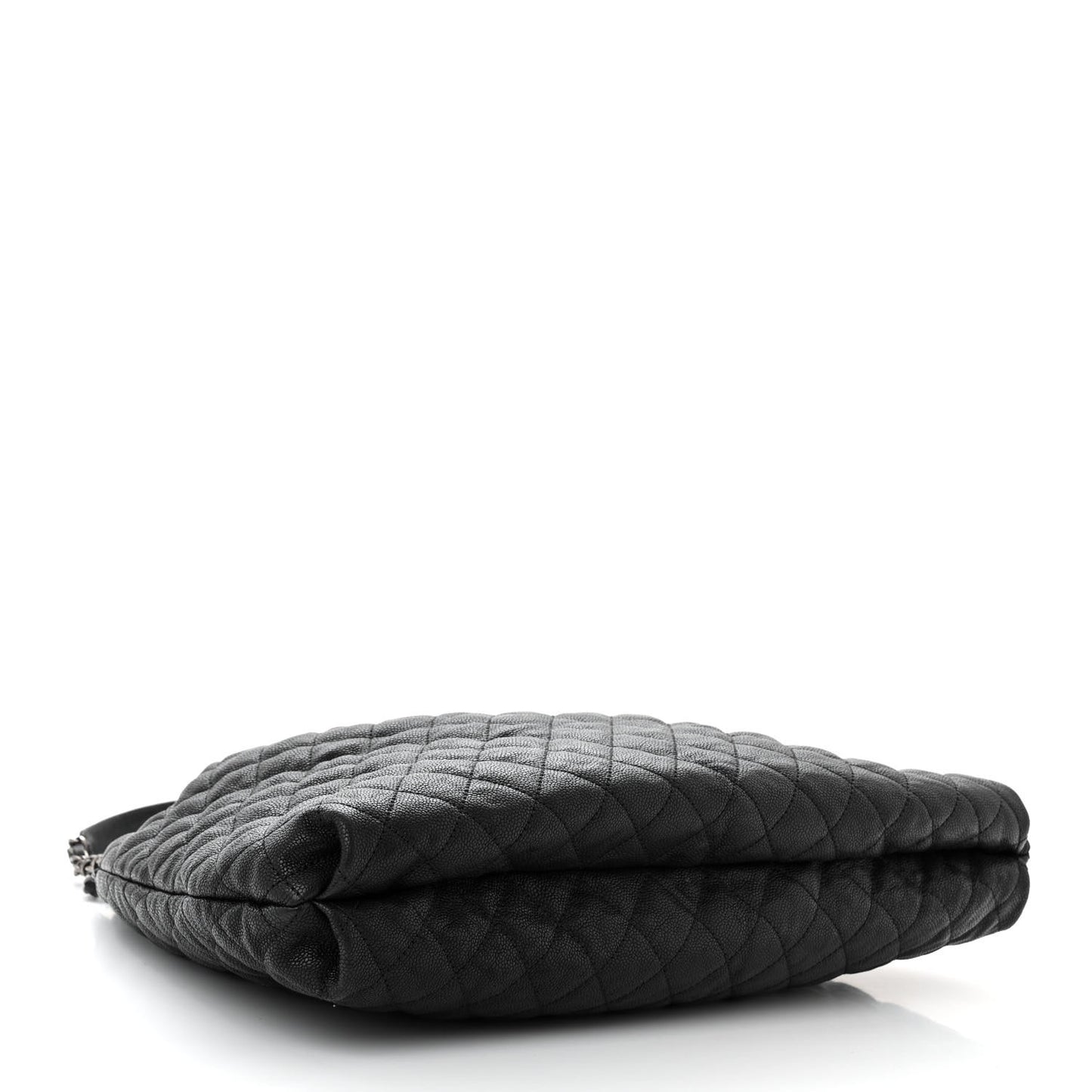 Distressed Glazed Caviar Quilted Large Elastic Tote Black