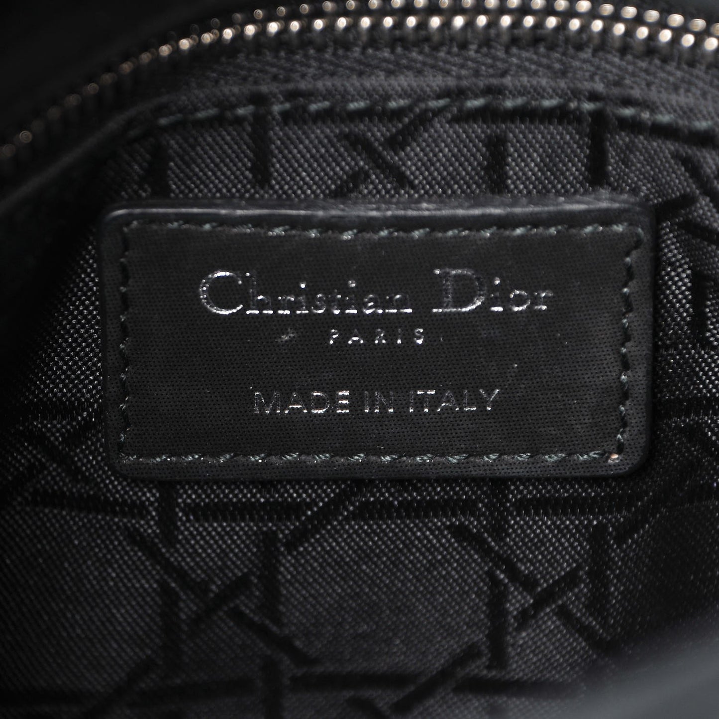 Metallic Calfskin Cannage Mini Lady Dior Black