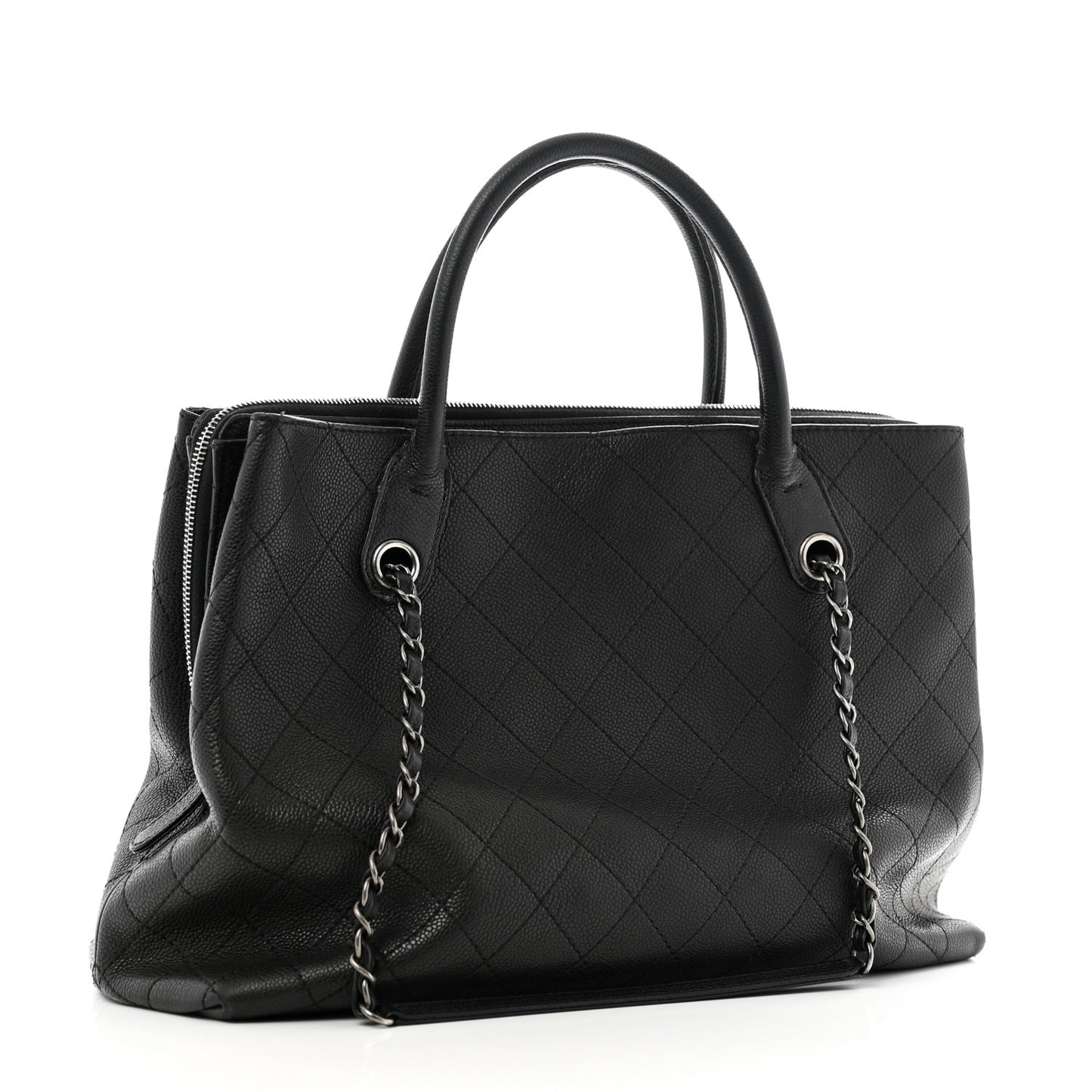 Grained Vegetal Calfskin Urban Shopping Tote Black