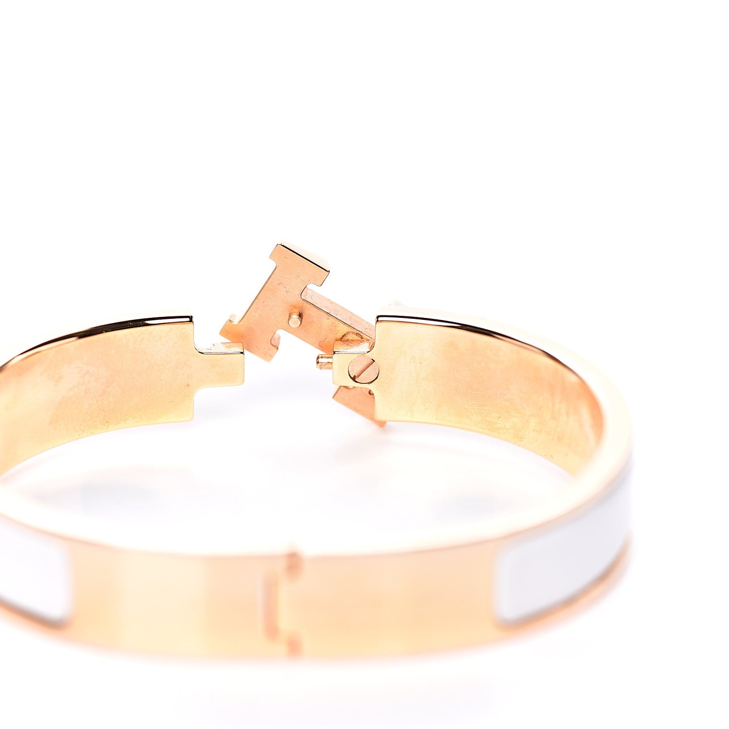 Enamel Narrow Clic Clac H Bracelet PM White