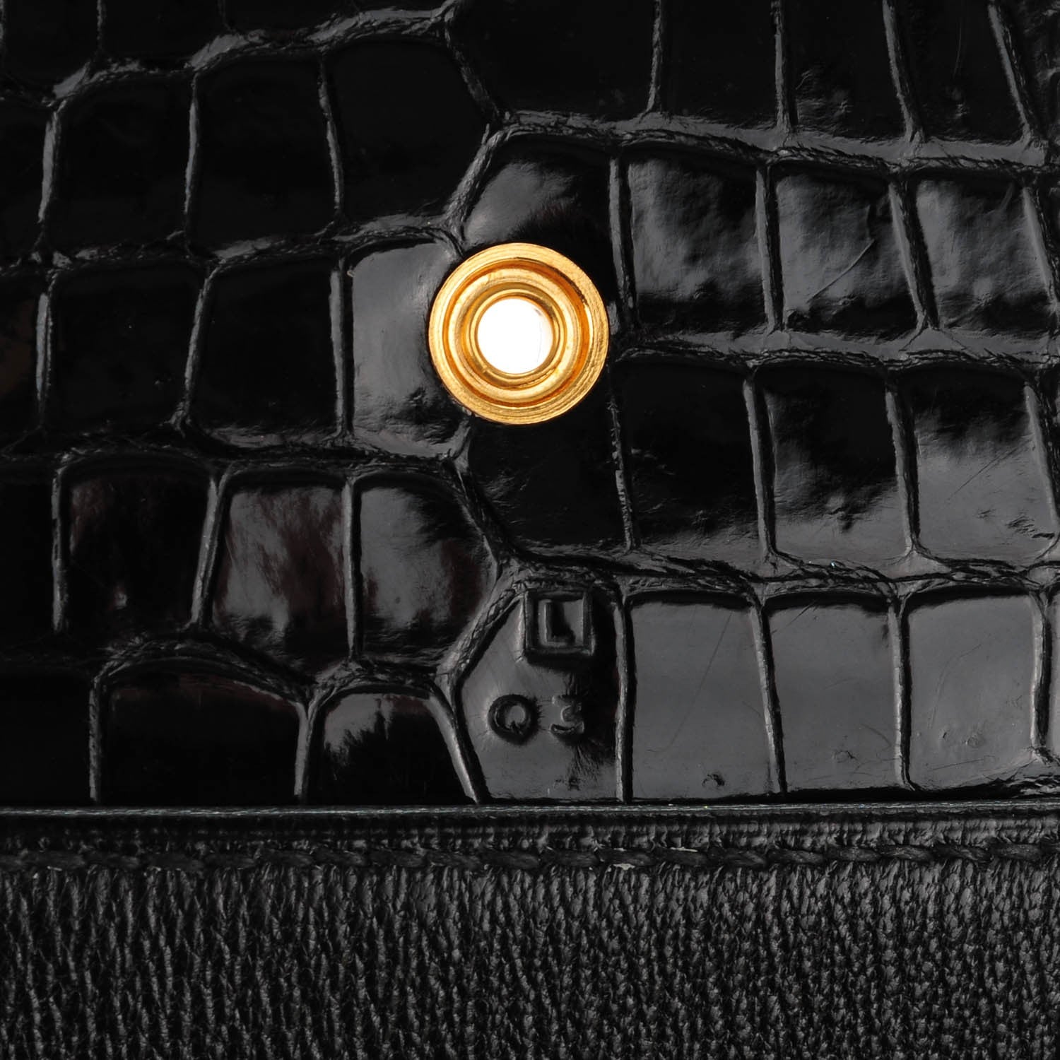 Hermes Shiny Porosus Crocodile Goodlock Clutch Black 7 of 7
