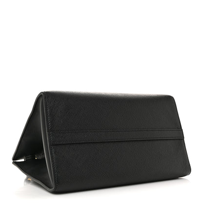 Prada Saffiano Cuir Calfskin Small Monochrome Top Handle Tote Black 4 of 15