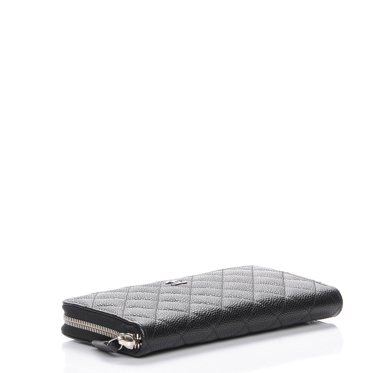 Caviar Quilted Large Gusset Zip Around Wallet Black