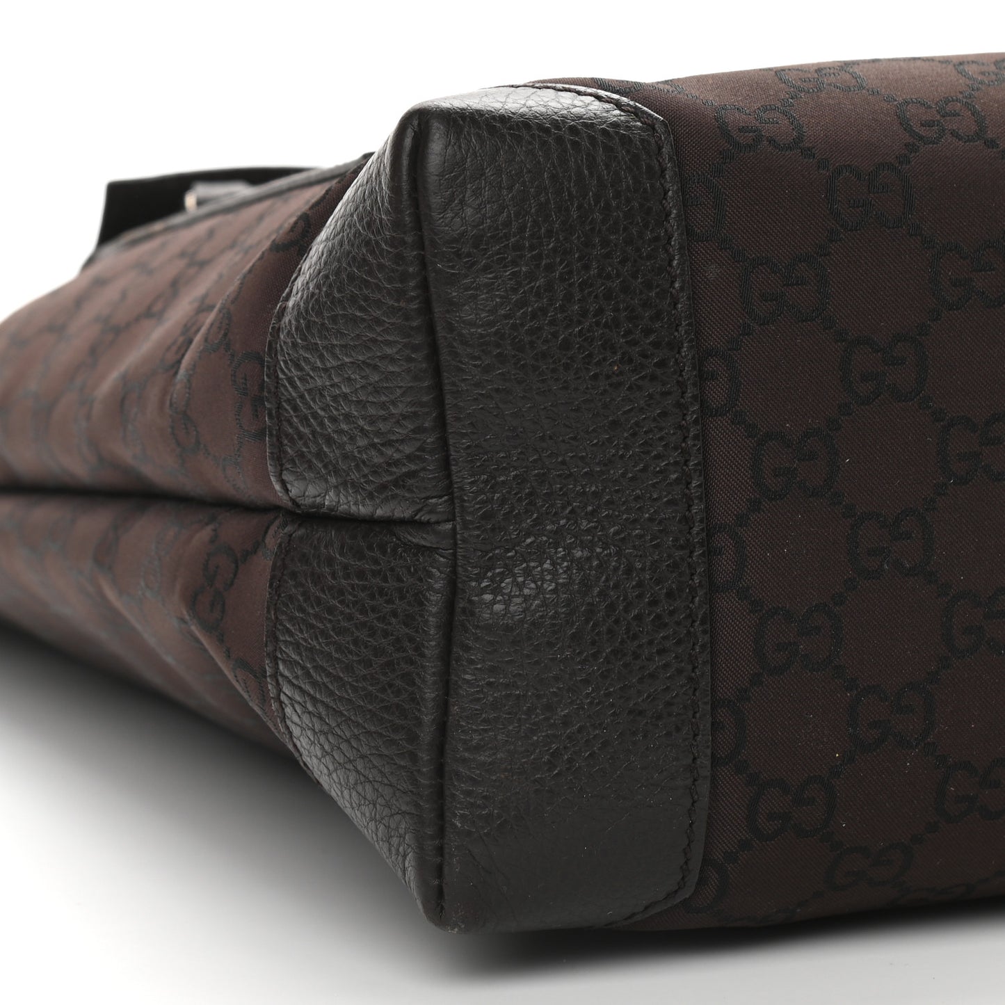 Nylon Calfskin Monogram Tall Tote Brown