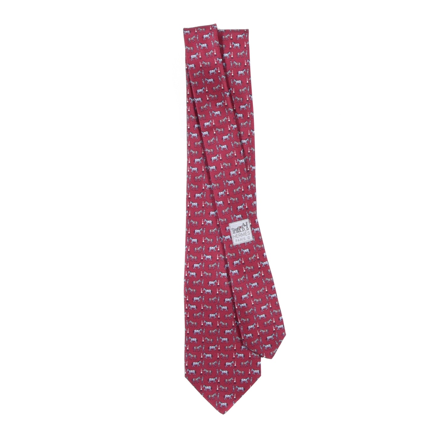 Silk Mens Horse Robot Neck Tie Lie De Vin Blue Gris