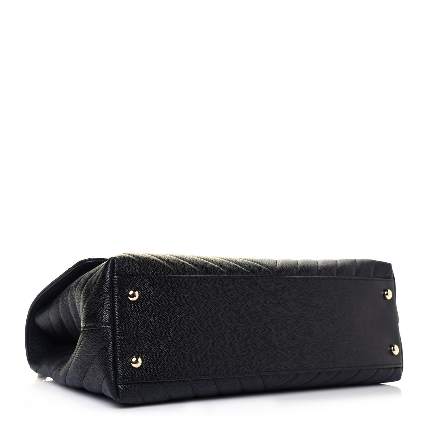Caviar Chevron Quilted Medium Coco Handle Flap Black