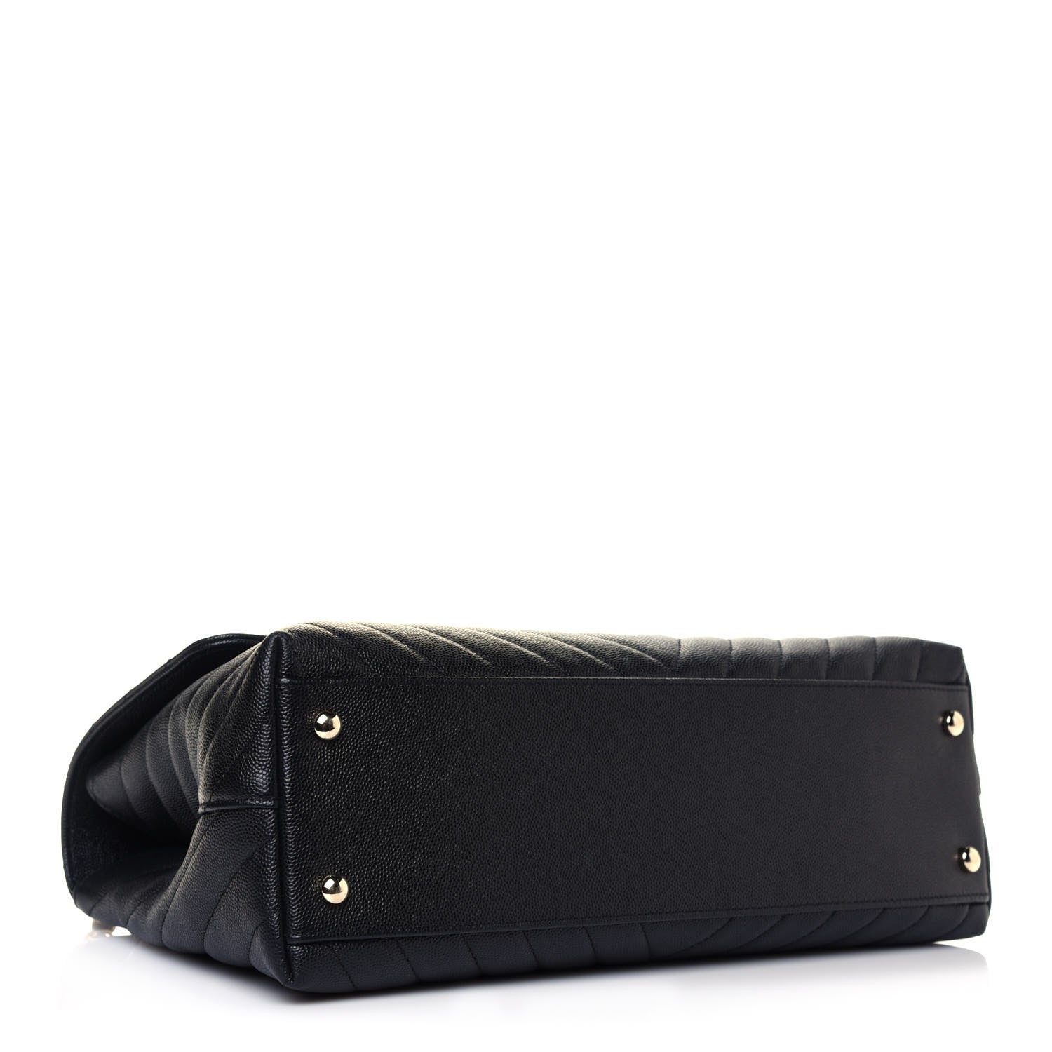 Chanel Caviar Chevron Quilted Medium Coco Handle Flap Black 4 of 13