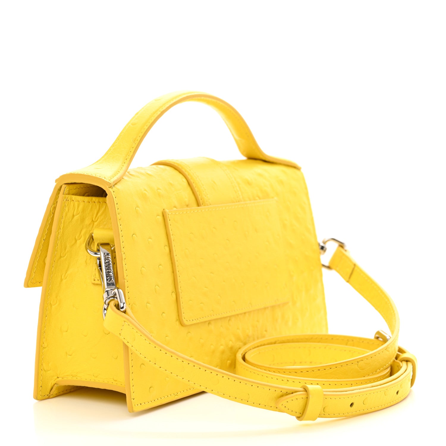 Jacquemus Calfskin Ostrich Embossed Le Grand Bambino Yellow Jacquemus Calfskin Ostrich Embossed Le Grand Bambino Yellow