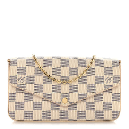 Louis Vuitton Damier Azur Pochette Felicie Chain Wallet Rose Ballerine 1 of 10
