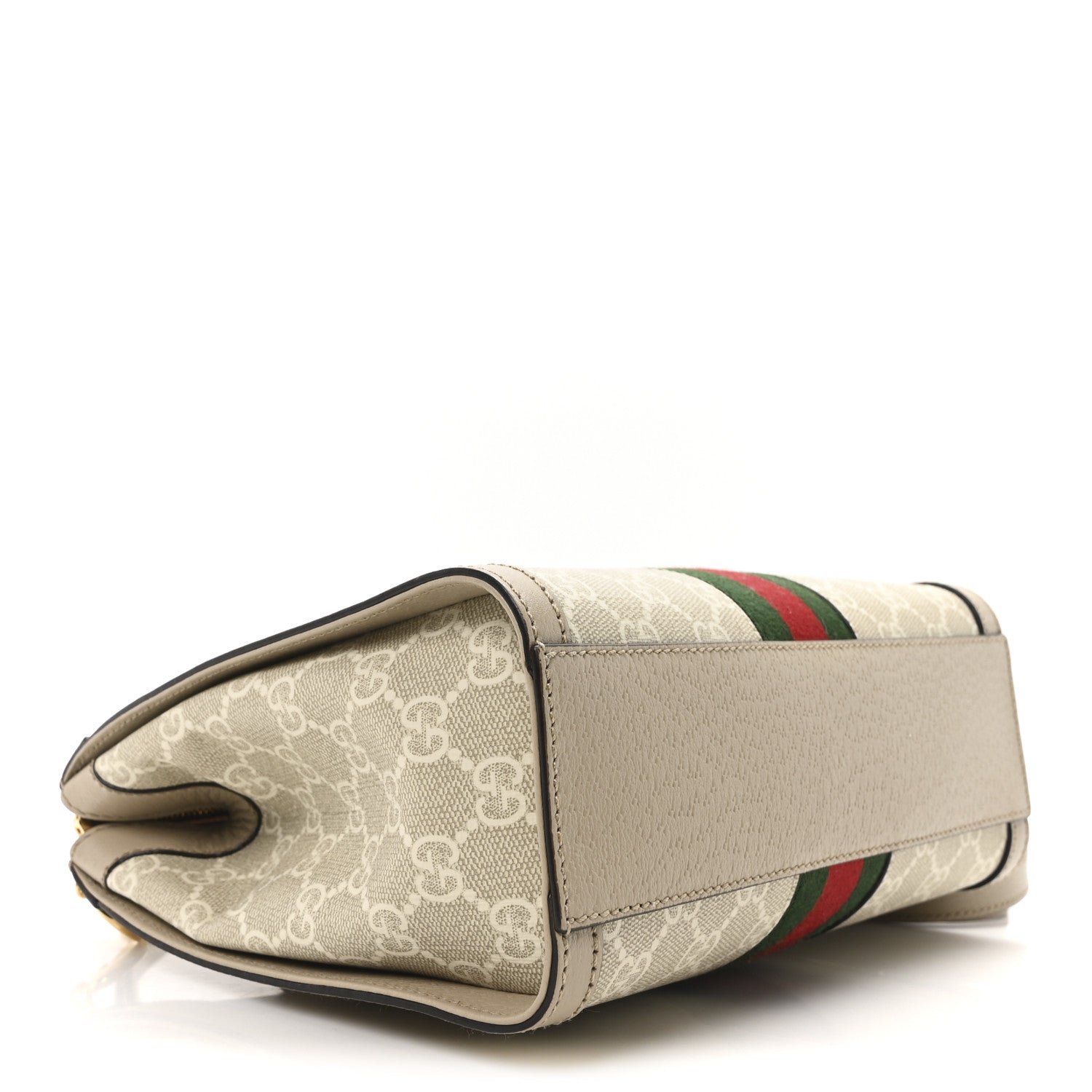 Gucci GG Supreme Monogram Textured Dollar Calfskin Web Small Ophidia Tote Bag Beige Mystic White Oatmeal 4 of 10