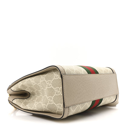 Gucci GG Supreme Monogram Textured Dollar Calfskin Web Small Ophidia Tote Bag Beige Mystic White Oatmeal 4 of 10