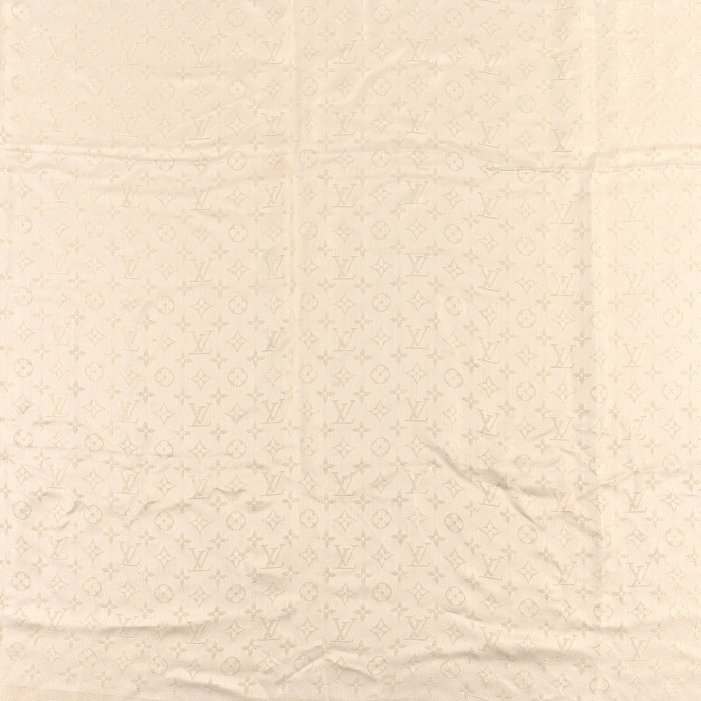 Silk Wool Monogram Shine Shawl White