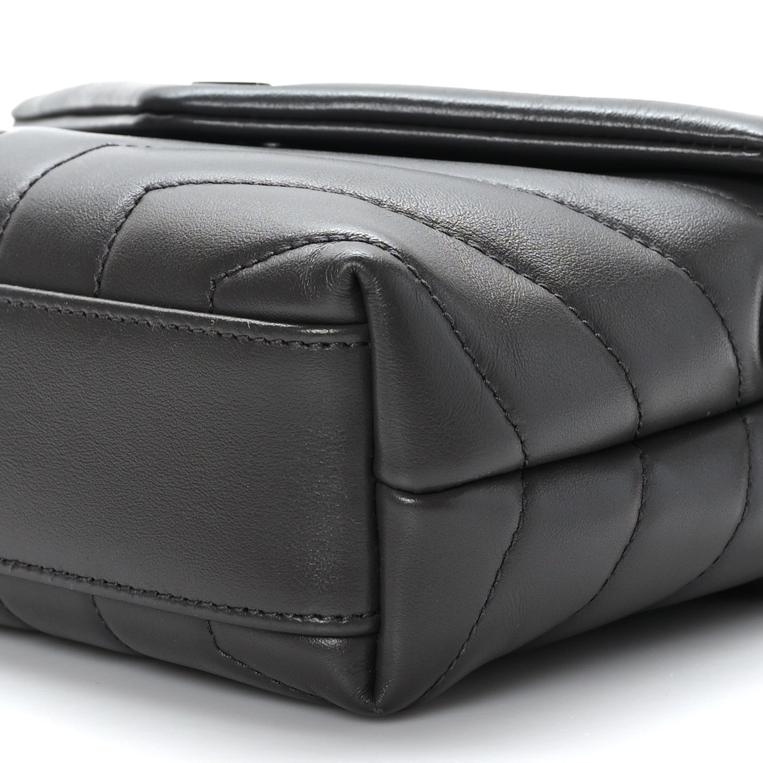 Saint Laurent Calfskin Y Quilted Monogram Toy Loulou Crossbody Bag Asphalt 9 of 9
