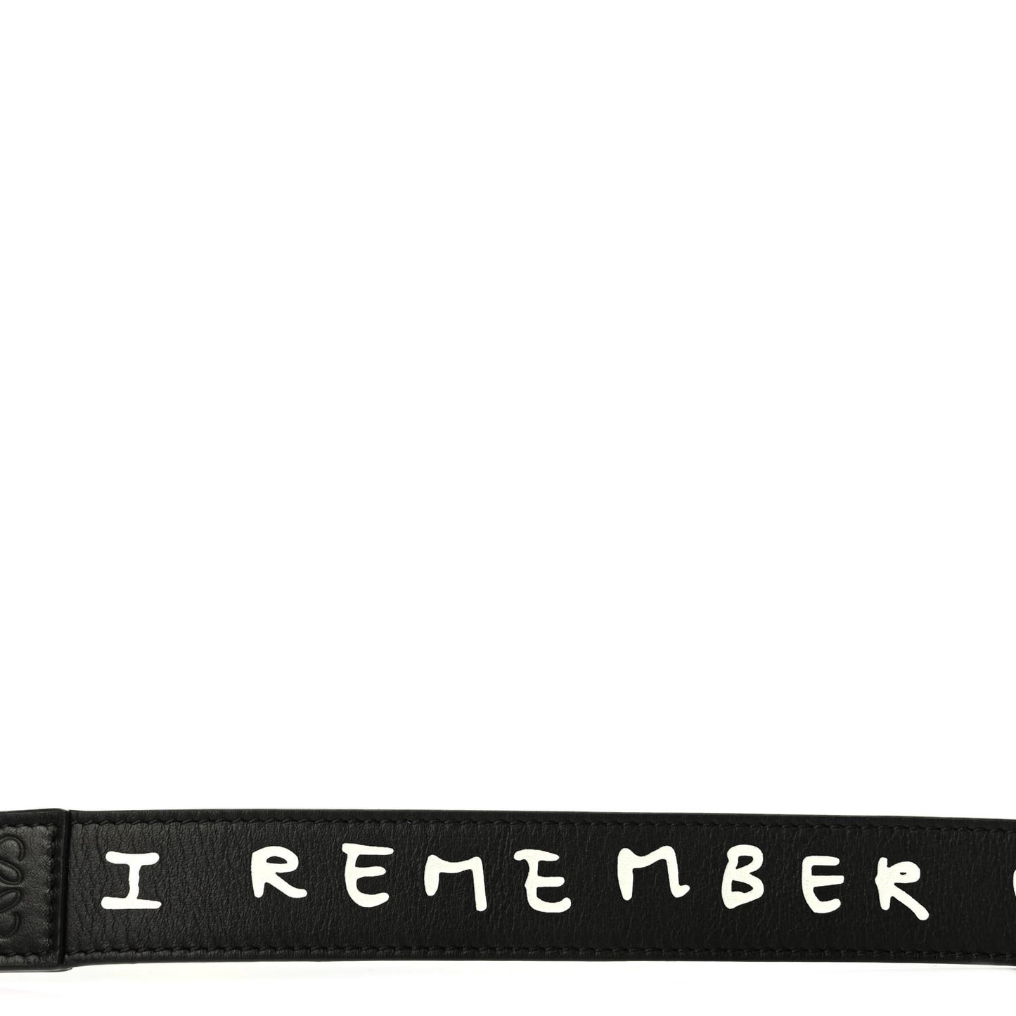 X JOE BRAINARD Calfskin Words Print Thin Strap Black
